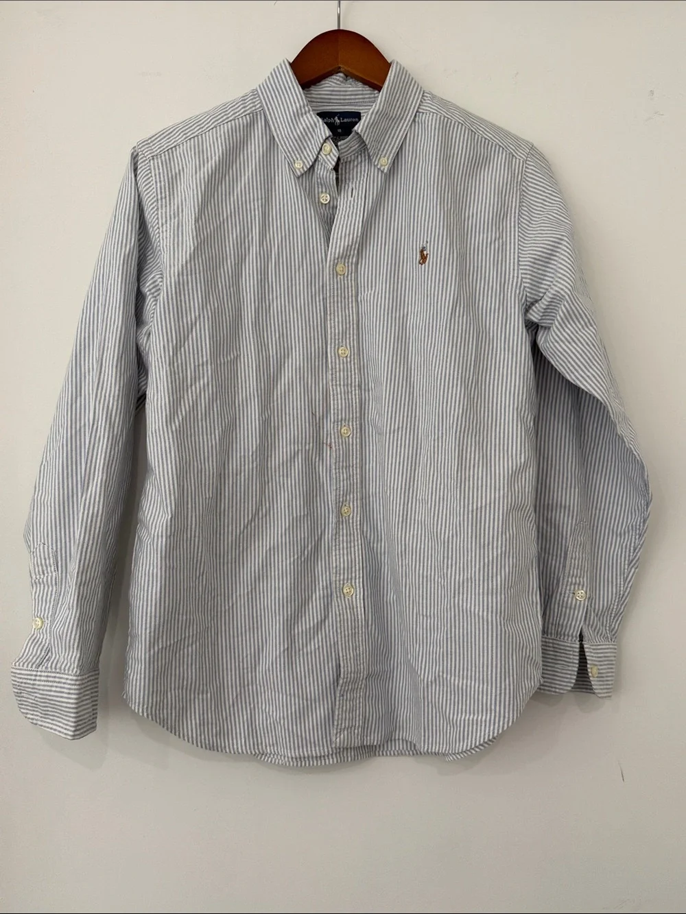 Ralph Lauren Blue/White Stripe Button-Down Shirt